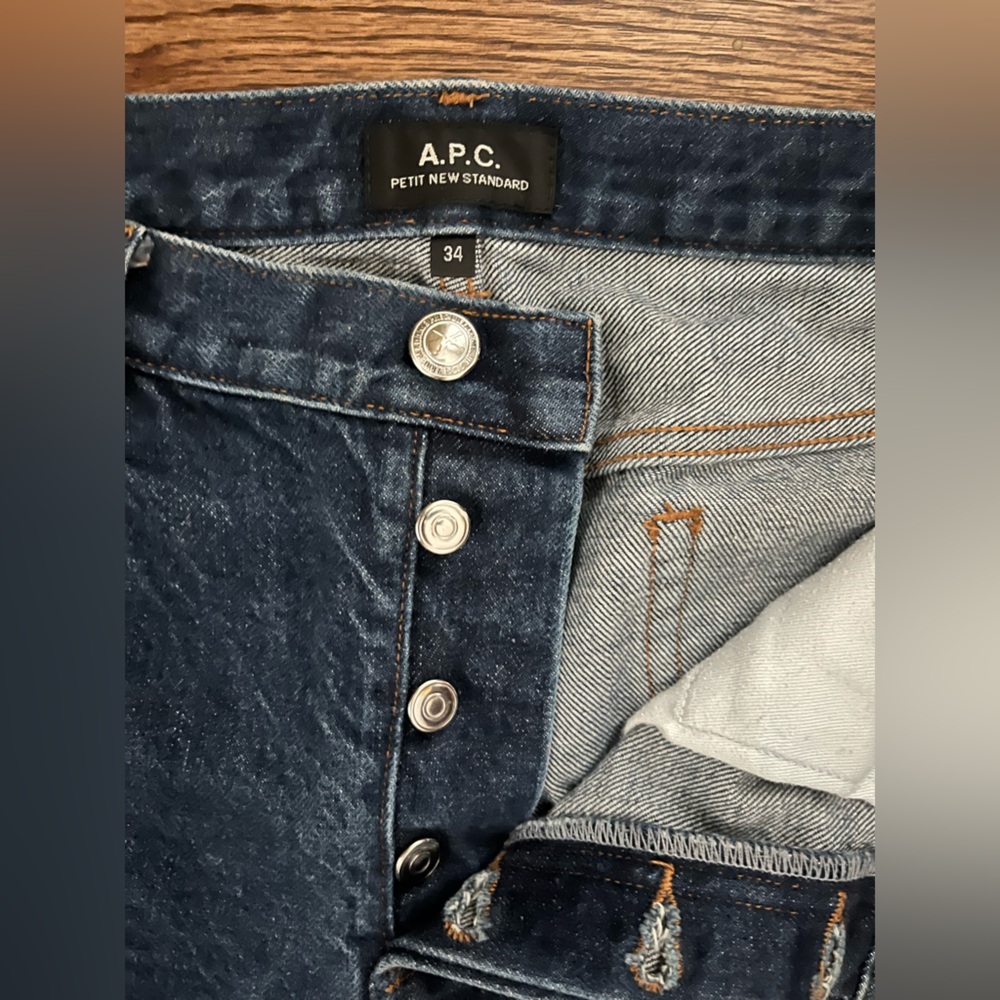 Premium Denim Brand A.P.C. Button Fly Dark Denim Jeans.  100% cotton. Size 34. - Picture 2 of 7
